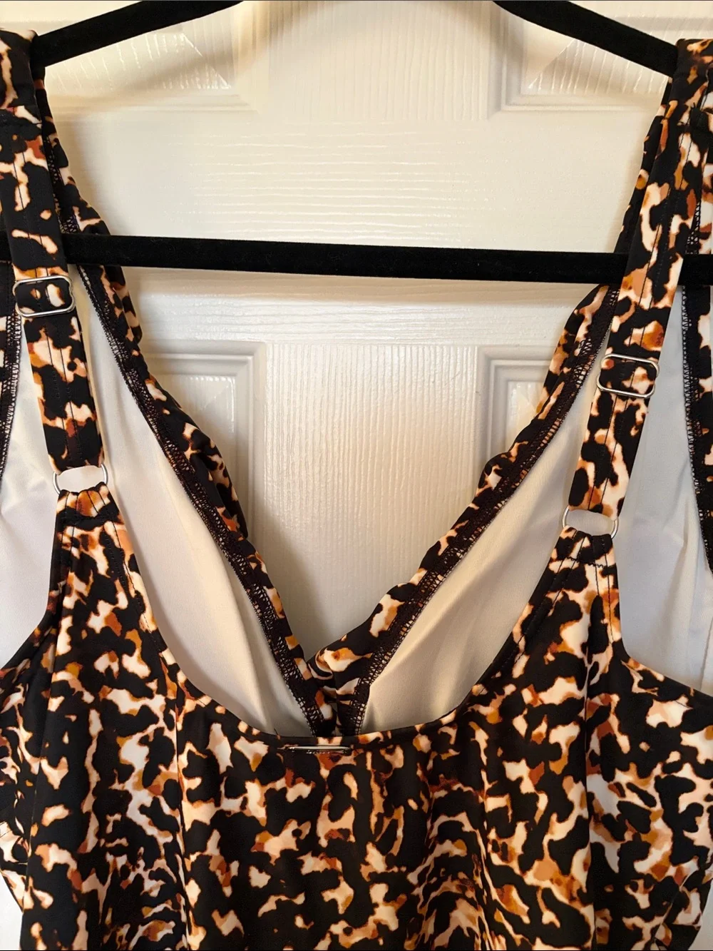 Women’s Leopard Print One-Piece Swimsuit - Brown/Black - Picture 5 of 7